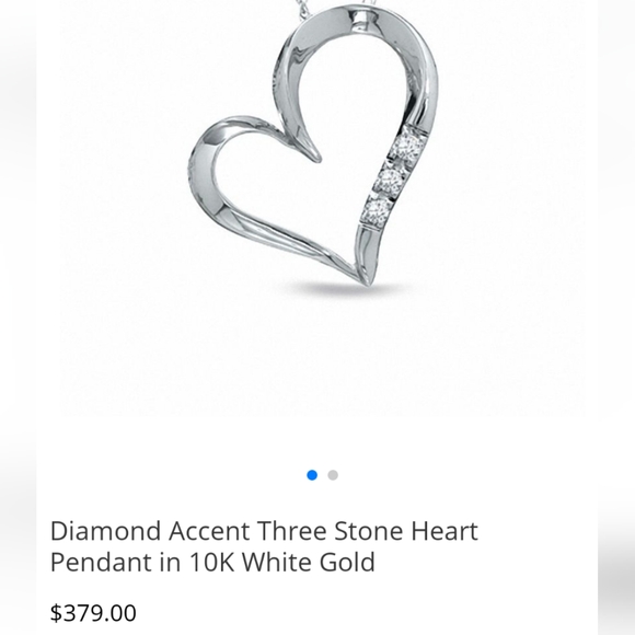 10K solid white gold diamond tilted heart pendant - Picture 11 of 11